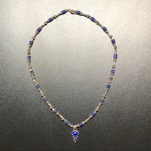 Lapis and Silver Beaded Necklace